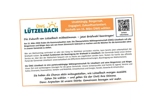 Die Zukunft von Lützelbach mitbestimmen – jetzt Briefwahl beantragen!