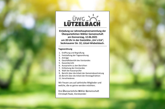 Einladung zur Jahreshauptversammlung.